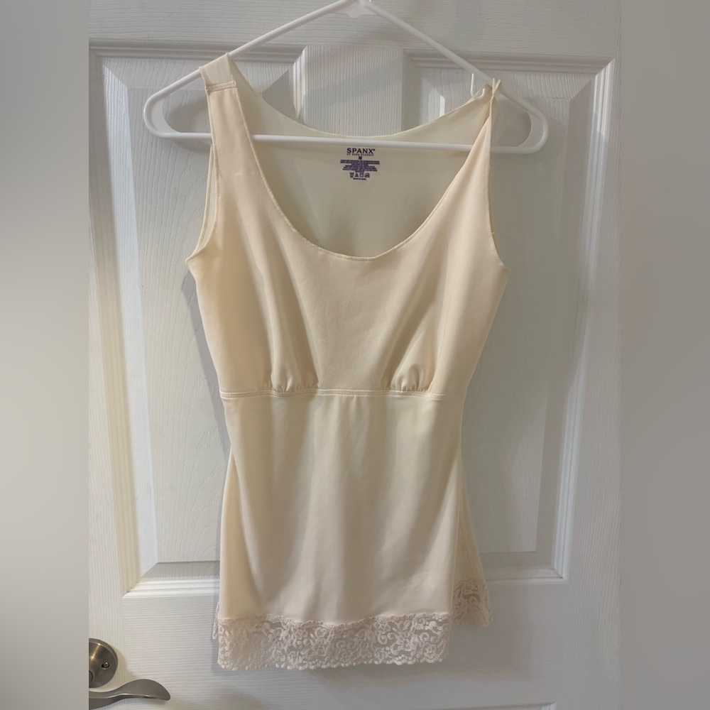 SPANK  Cream Tank Top with Lace‎ Trim
